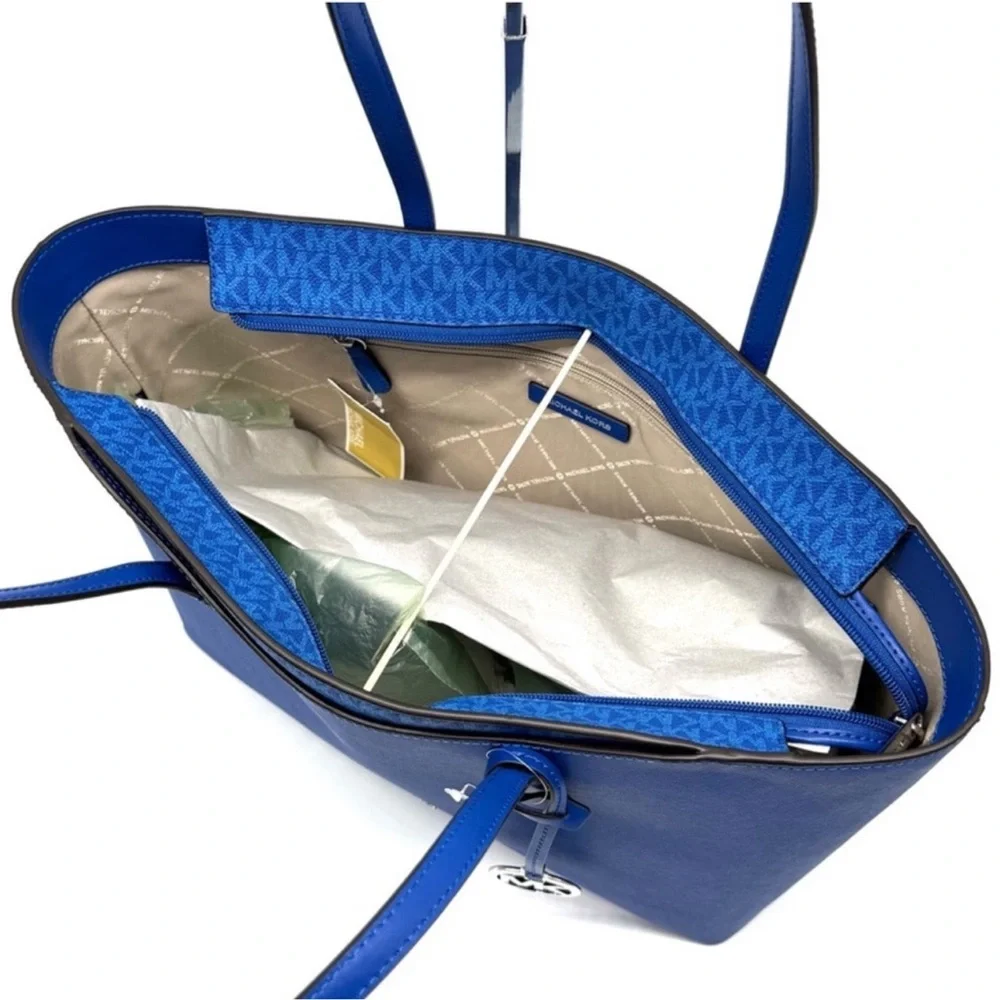 Michael Kors Arden Large Leather Tote Bag Galaxy Blue - Picture 5 of 10